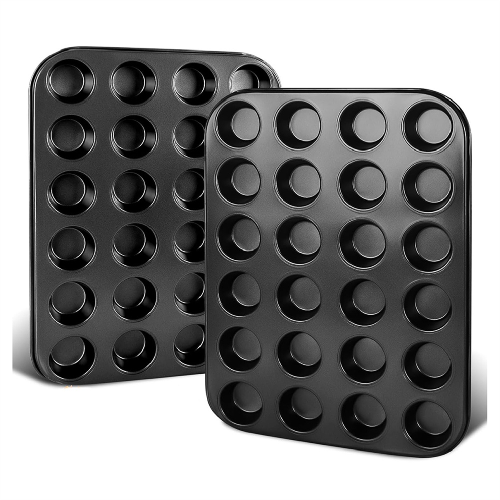Torribaly 2 Pack Premium Nonstick Bakeware 24-Cup, Mini Muffin Pan, Dishwasher Oven Safe