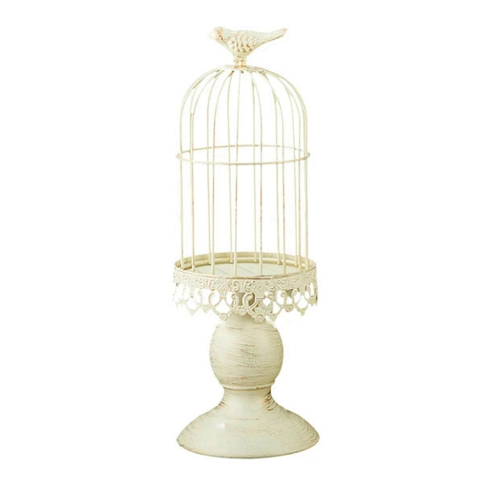 Portacandele Vintage A Gabbia Per Uccelli, Decorazione Da Tavolo Per Matrimonio, Supporto In Metallo, Bianco, S