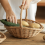 Wicker Basket with Handle, Shopping Basket, Gift Hamper Picnic Baskets, Kitchen Storage Basket- Small 3