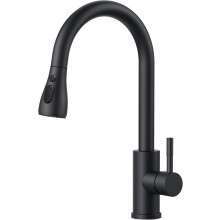 Kitchen Sink Taps Mixer with Pull Out Spray, Swivel Single Handle High Arc Pull Down Stainless Steel Kitchen Faucet, Matte Black