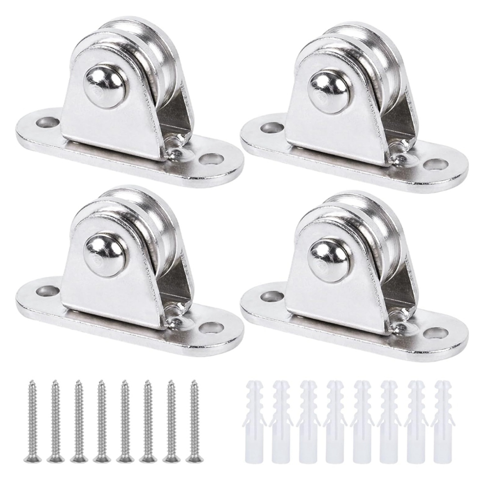 Pulley Block 1Inch Stainless Steel Mini Duplex Roller Frictionless Silent Wheel Heavy Duty Fixed - 1 Set 4853931680294