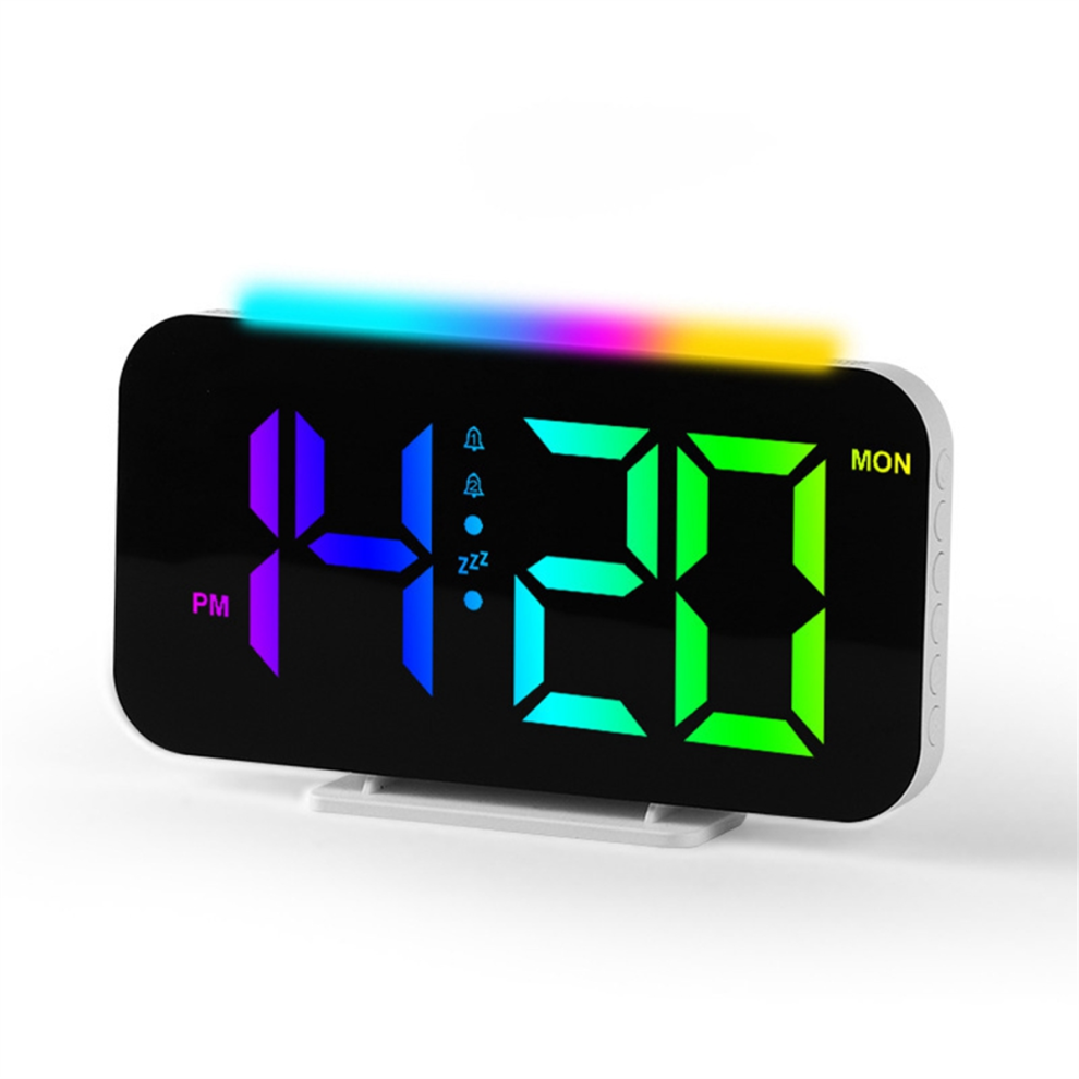 Orologio Digitale A Led Con Display Rgb, Allarme Con Illuminazione Ambientale, Lampada Notturna, Orologio Elettronico Da Tavolo-A