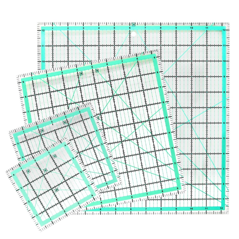 4PCS Vierkante Quiltliniaal (12,5/9,5/6/4,5 Inch) Naai Acryl Antislip DIY Gereedschap
