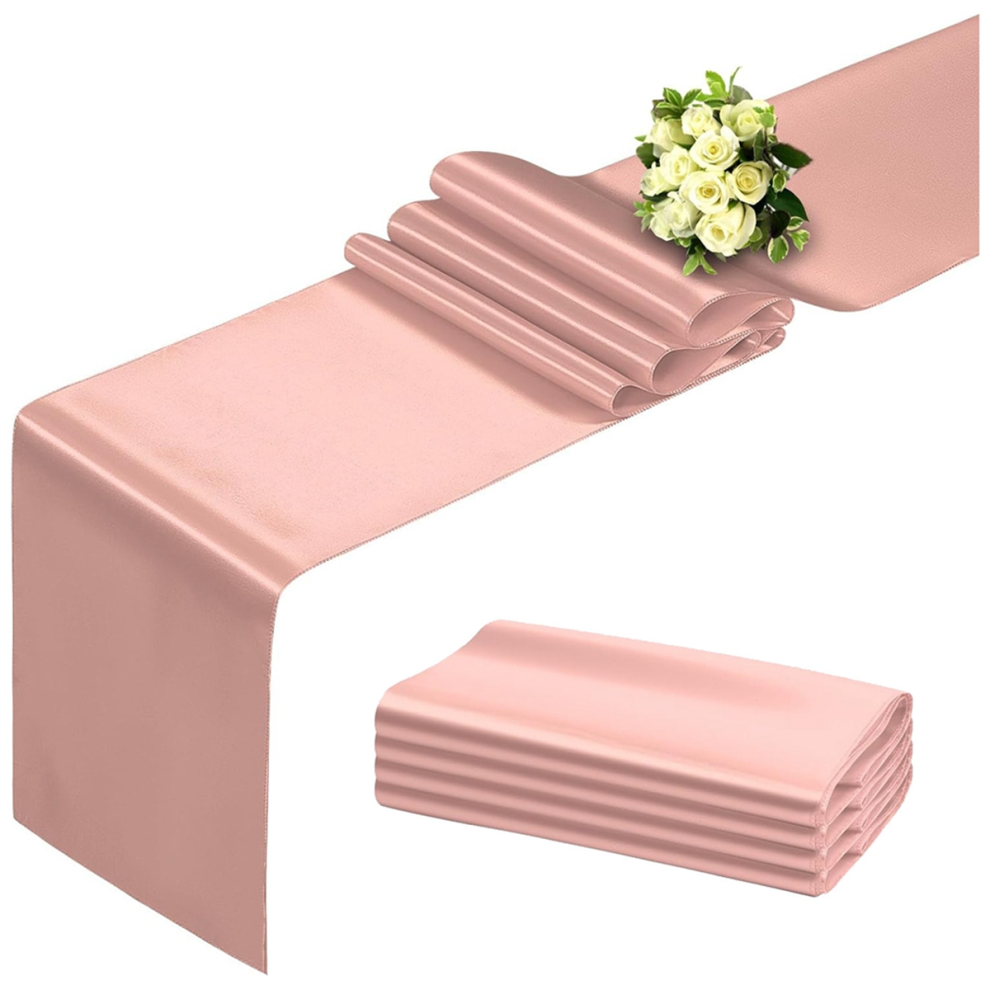Rose Gold Table Runner 12x108 Inch 10 Pack Satin Runners, Smooth for Wedding Banquets Birthday-image-OPC-PGJ8B8W-NEW