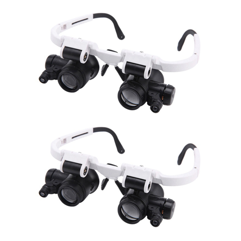 Torribaly Light 2Pcs Head-Mounted Microscope Jeweler Magnifier With Led 8X/15X/23X Magnifying Loupes Repair Tool
