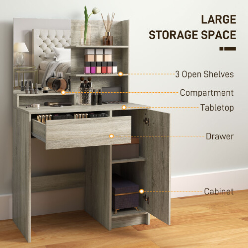 Homcom HOMCOM Dressing Table with Mirror and Stool, Makeup Desk for Bedroom 2