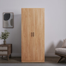 Dakota 2 Door Wardrobe Oak Effect Metal Handles and Hinges