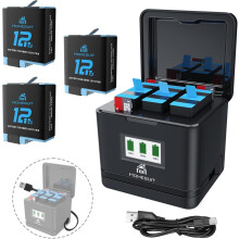 Homesuit Hero 12/11/10/9 Batteries 1800mAh and LCD Storage Charger for GoPro Hero 12 Hero 11 Hero 10 Hero 9 Black