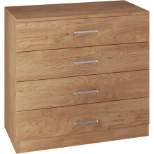 Dakota 4 Drawer Chest Oak Effect Metal Handles and Drawer Runners