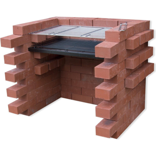 DIY Brick Charcoal BBQ Grill Kit - Stainless Steel Cooking Grills with Ash Tray, Large 67x39 cm Surface (Bricks Not Included)