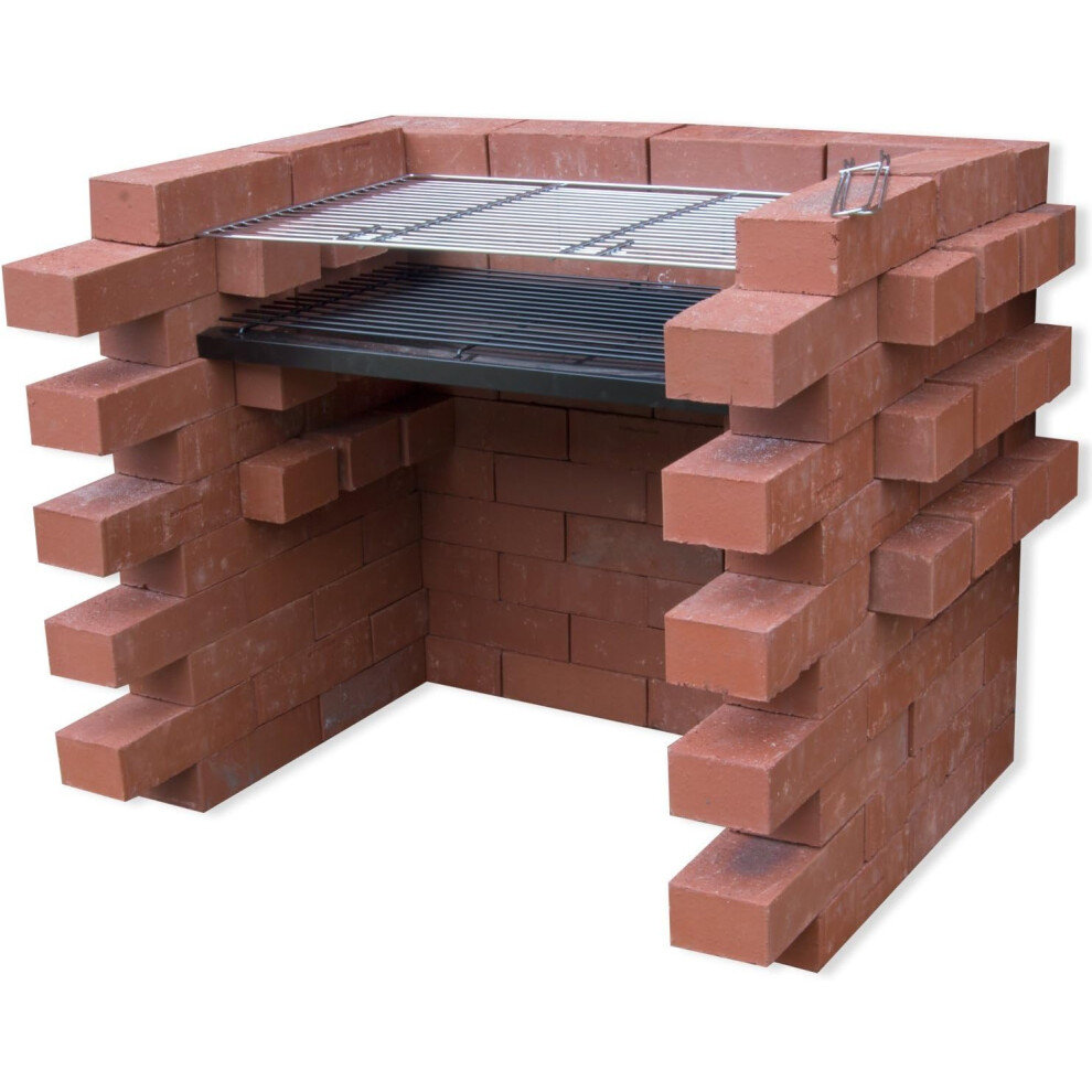 DIY Brick Charcoal BBQ Grill Kit - Stainless Steel Cooking Grills with Ash Tray, Large 67x39 cm Surface (Bricks Not Included)