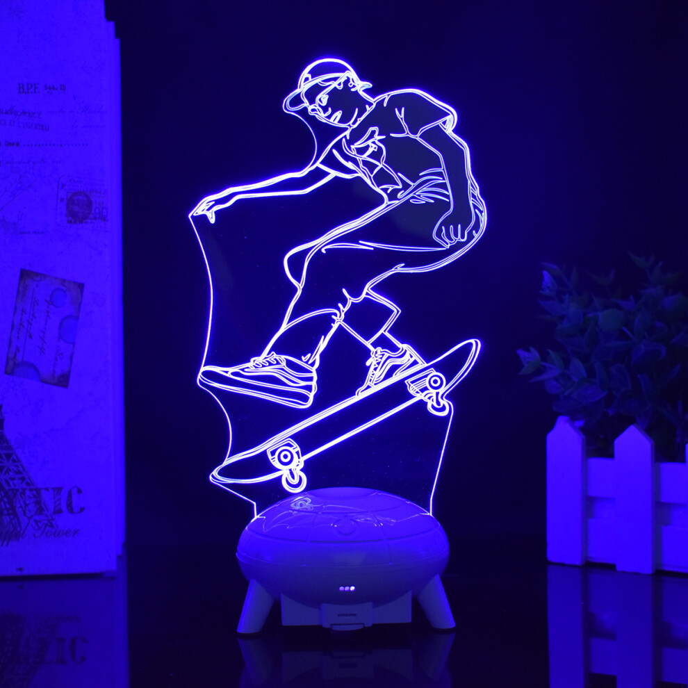 (Remote control 16 colors + touch control 7 colors, UFO white 1266 models) New skateboard boy styling 3D night light skateboard enthusiast acrylic des-image-OPC-PGJ92YX-NEW