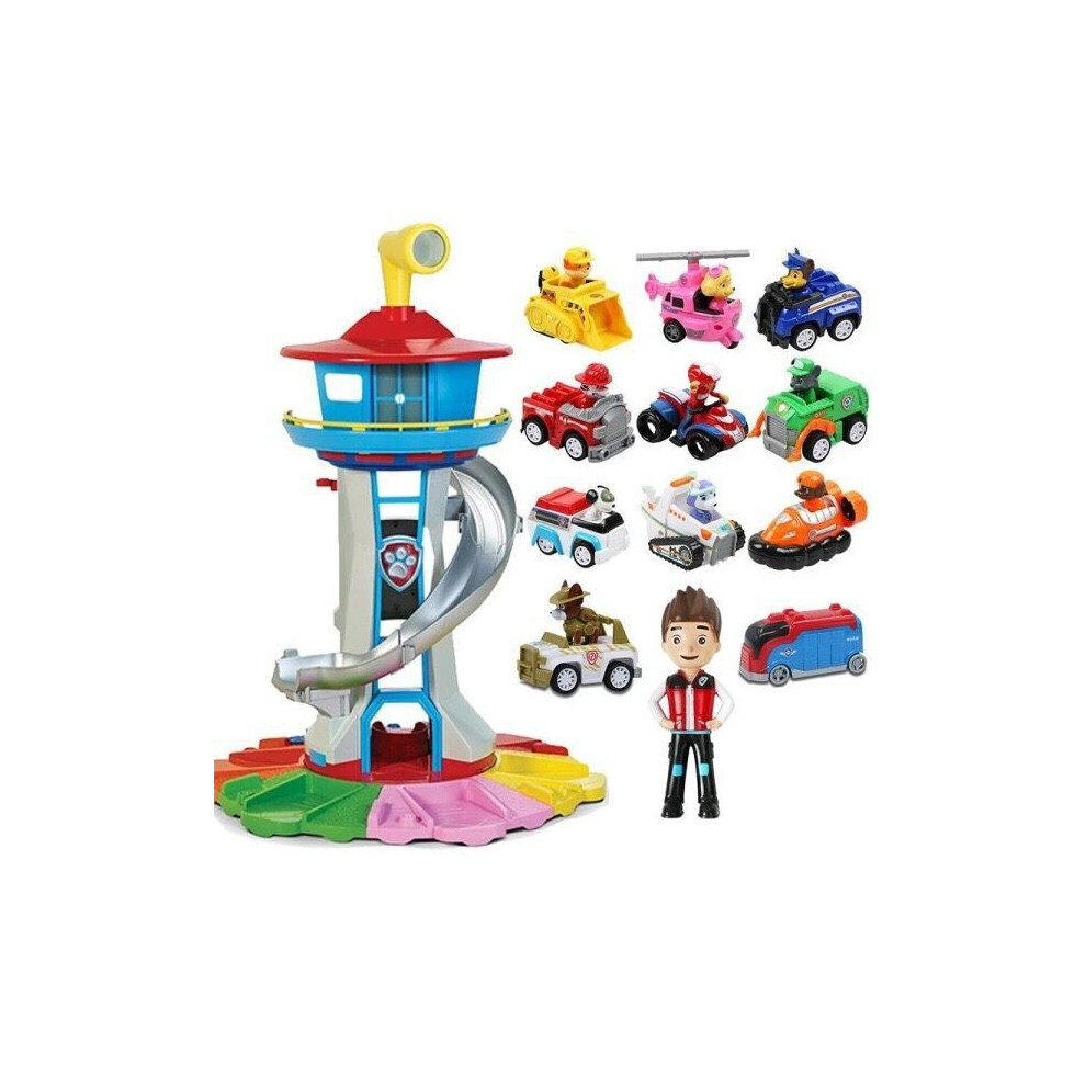 Paw Patrol Lookout Tower Toy Set with 12 Dogs - Oversized Music Light Playset for Kids Birthday Gift