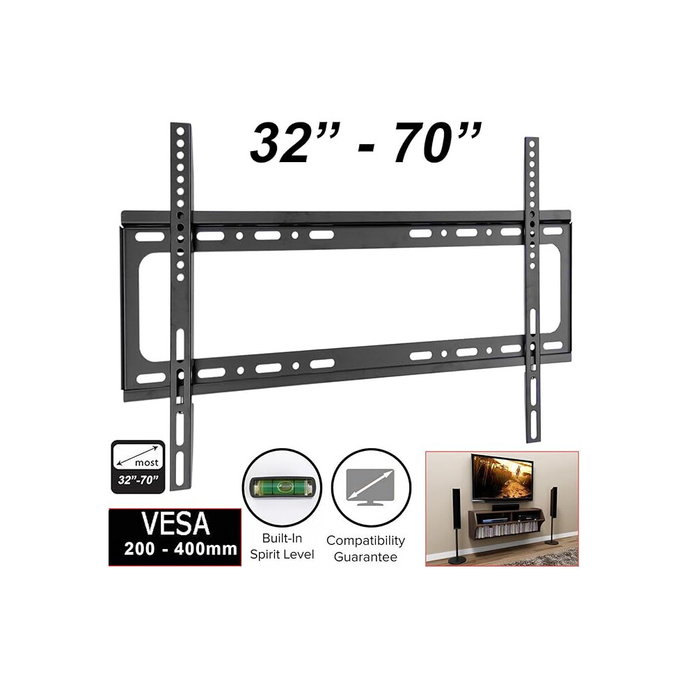 TV Wall Mount Bracket Slim Fixed For 32 37 40 42 49 50 55 60 65 70" Inch Plasma LCD