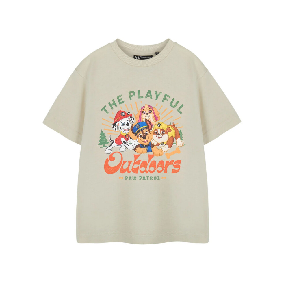 (5-6 Years, Oatmeal) Paw Patrol Boys Playful Outdoors Short-Sleeved T-Shirt