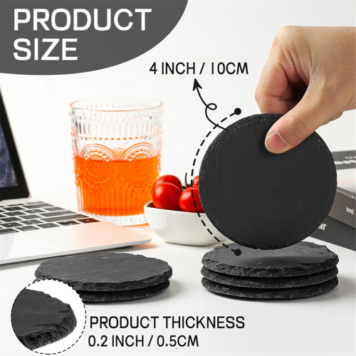 Stone Coaster 10cm Round Glass with Practical Stand Suitable for Drinks, Mugs, Bars, Glasses 2