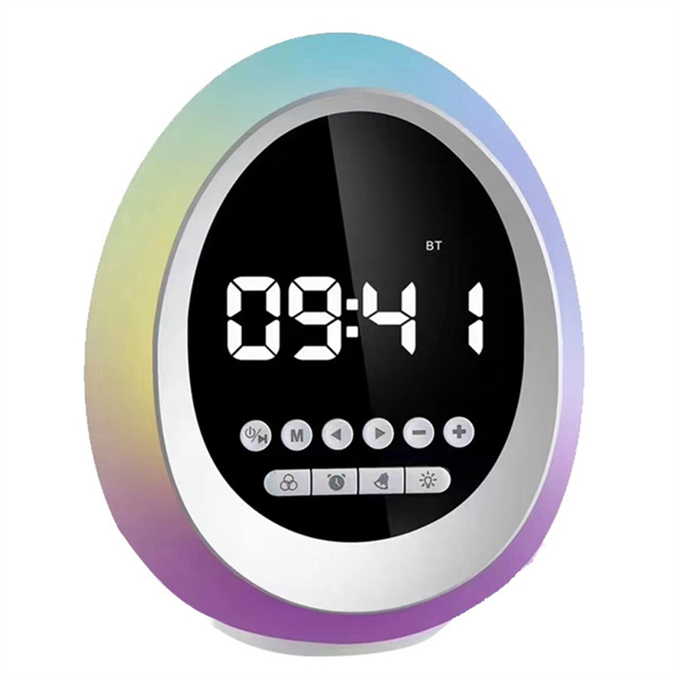 New Rgb Colorful Atmosphere Bluetooth Speaker Wireless Clock Alarm Gift Card Small Light 4853931691054