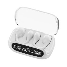 Cuffie wireless a conduzione aerea con auricolari Bluetooth 5.3 stereo, ricarica, bianche
