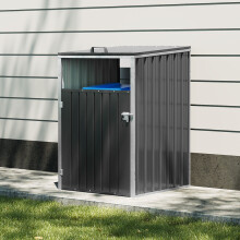 Metal Outdoor Garbage Bin Shed For 1 Trash Bin, Charcoal Black