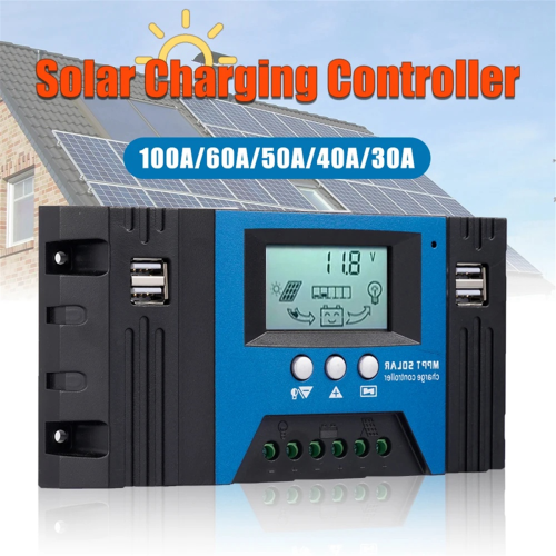 100A MPPT Solar Charge Controller Dual USB LCD Display 12V/24V Auto Cell Panel Charge Regulator with load 2