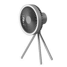 Camping-Ventilator mit tragbarem 3-in-1-LED-Licht, wiederaufladbar über USB, zum Aufhängen und Stehen, große Windkraft