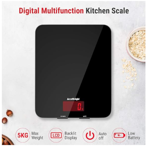 ACCUWEIGHT 201 Digital Kitchen Scales with Tempered 1