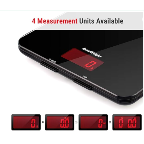 ACCUWEIGHT 201 Digital Kitchen Scales with Tempered 2