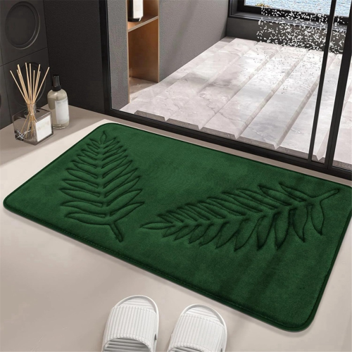 Memory Foam Bath Rugs Leaf Mat Non-Slip Strong Water Absorbent Microfiber Rug A 2
