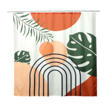 Duschvorhang Mit Eukalyptus-Blatt-Muster – 183x183 Cm, Wasserdichtes Polyester, Inkl. Haken – Blau/Weiß