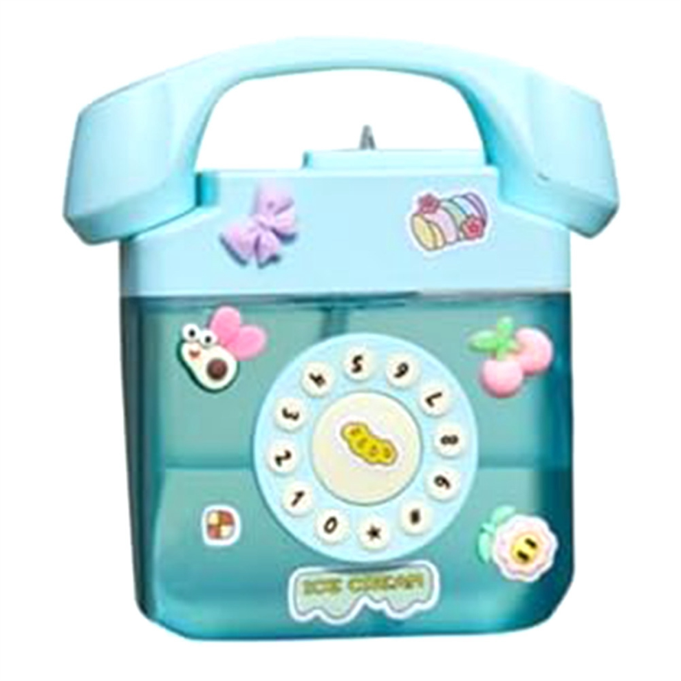 Creatives Retro Telephone Shape Water Bottle with Adjustable Shoulder Strap, Drinking Bottles 3D Sticker(Blue)-image-OPC-PGJ9HMF-NEW