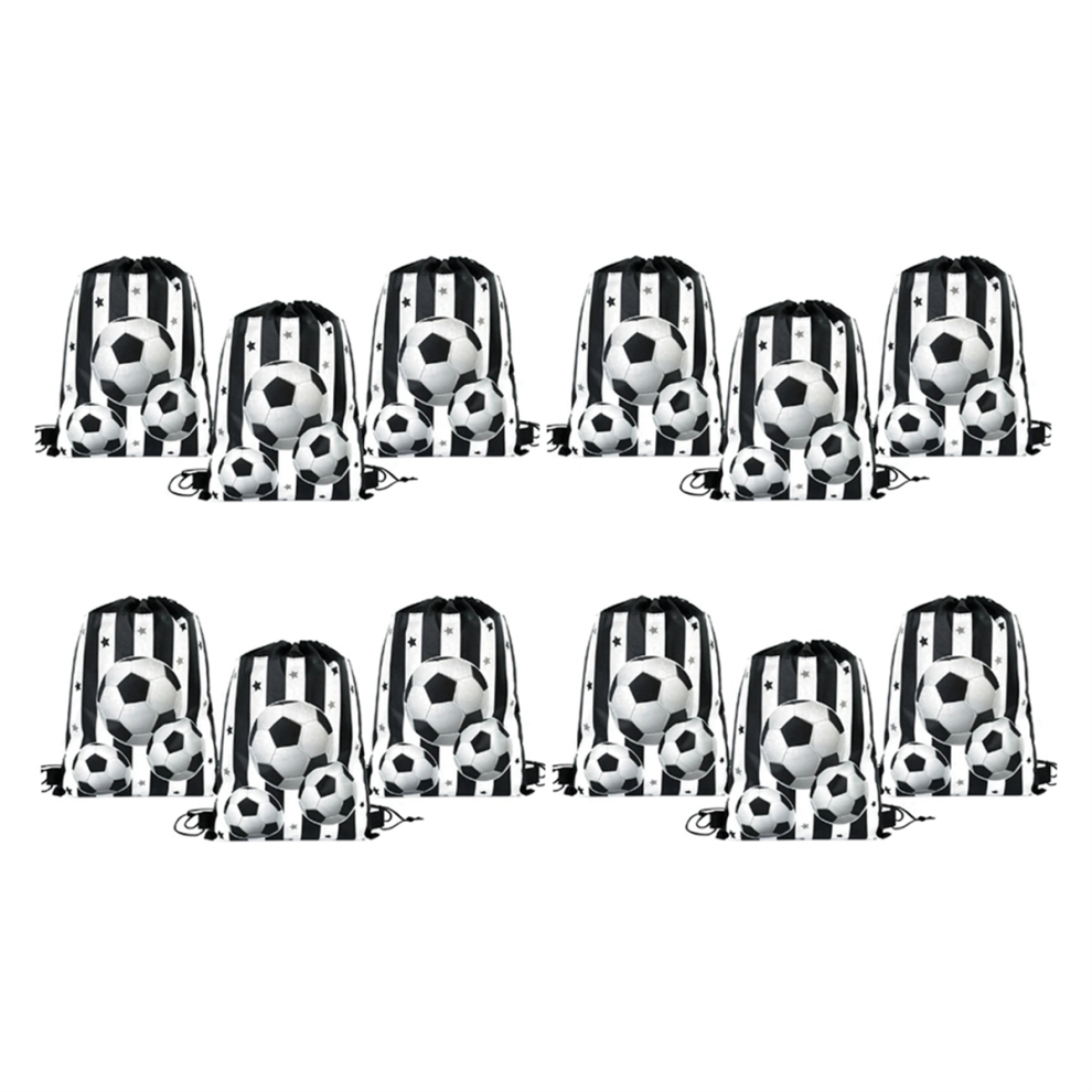 12 Pezzi Di Borse Con Coulisse Per Bomboniere A Tema Calcio, Palloni Da Calcio, Sacchetti Regalo Per Bambini, Decorazioni A Tema Sportivo