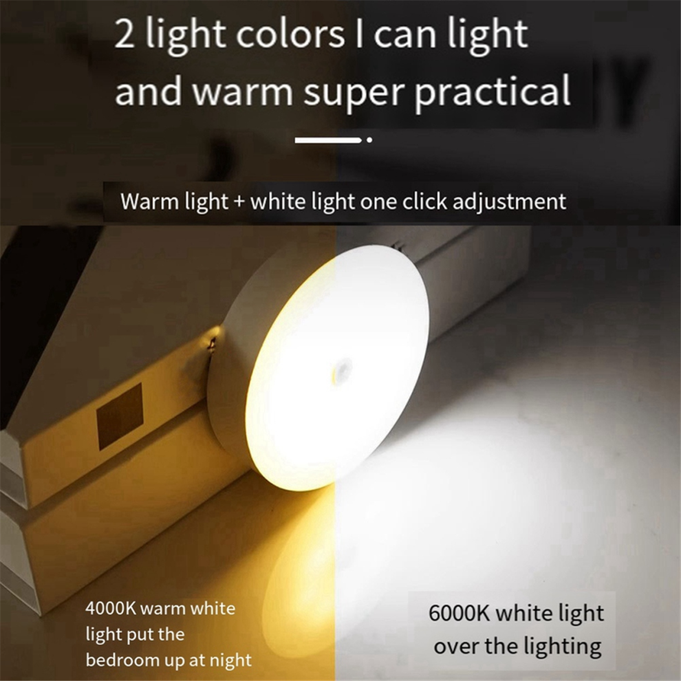 Pezzi Sensore Di Movimento Led Luce Notturna, Lampada Da Parete Ricaricabile Tramite Usb Decorazione Camera Da Letto Bianco Caldo