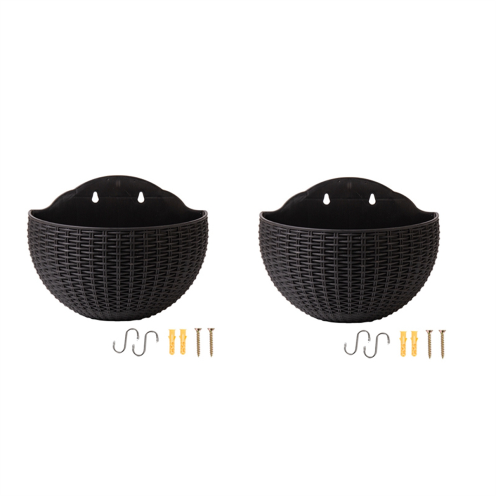 Grand pot de fleurs suspendu en plastique noir pour balcon