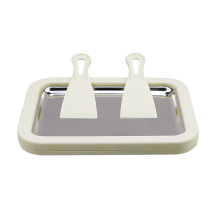 Fabricante de iogurte congelado de aço inoxidável, máquina de gelo instantâneo com 2 espátulas, sorvete de frutas cremoso branco