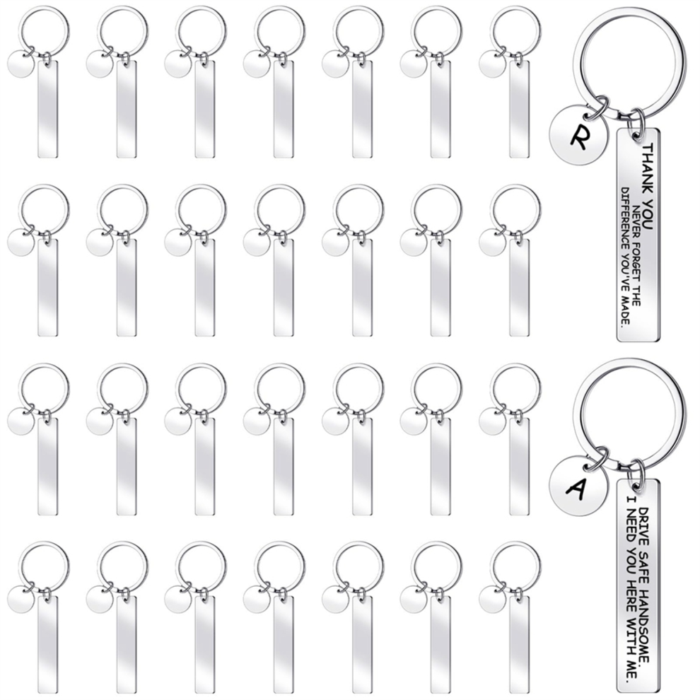 Typecat 30 Pcs Engravable Metal Keychain Blanks Stamping For Engraving Stainless Steel Blank Key Ring Tags