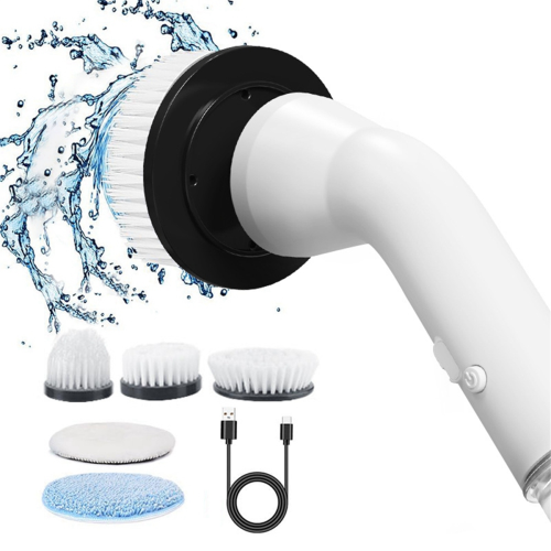 High Speed Rotate Scrubbers with 5 Replaceable Brush Heads,Electric Power Cleaning for Bathroom Floor 2