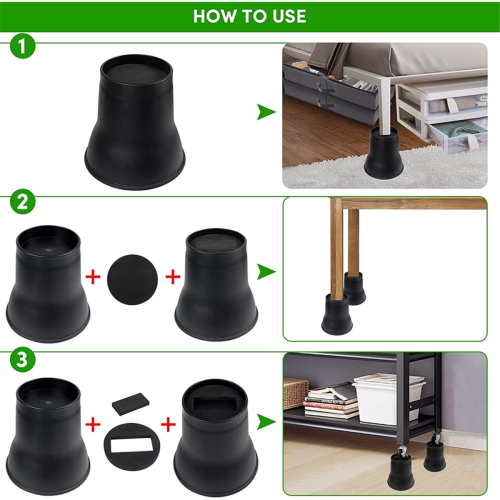 4PCS Cama Risers 6 Polegadas Resistente Móveis Redondos para Mesa de Escritório Sofá Sofá Elevadores 2