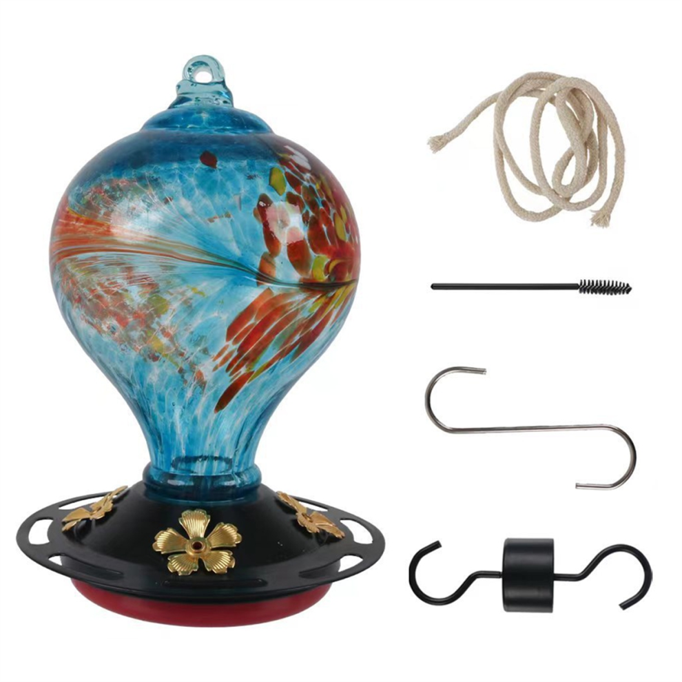 Mangiatoia Per Uccelli Con 5 Trespoli Mangiatoie In Vetro Soffiato A Mano Per Esterni Appeso 30 Once Liquide, D