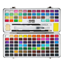 Conjunto de tinta aquarela, 128 cores com canetas de pincel de água e lápis de desenho - perfeito para pintura,