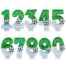 Candele da calcio numero 0-9 scintillanti verdi compleanno creativi candela da calcio per decorazione torta per ragazzo