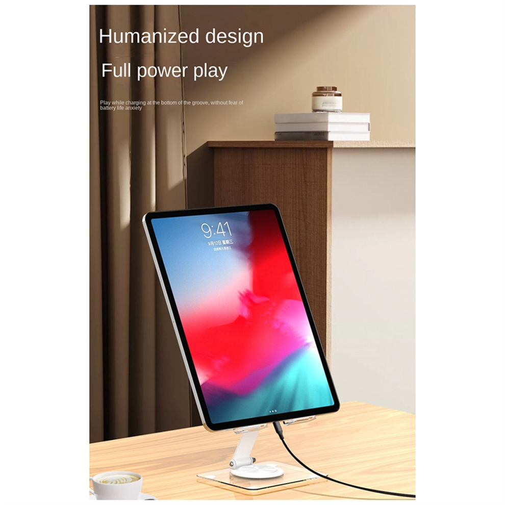 Tablet Stand Folding Adjustable Desk Holder Transparent Acrylic Bracket Black 4853931621075