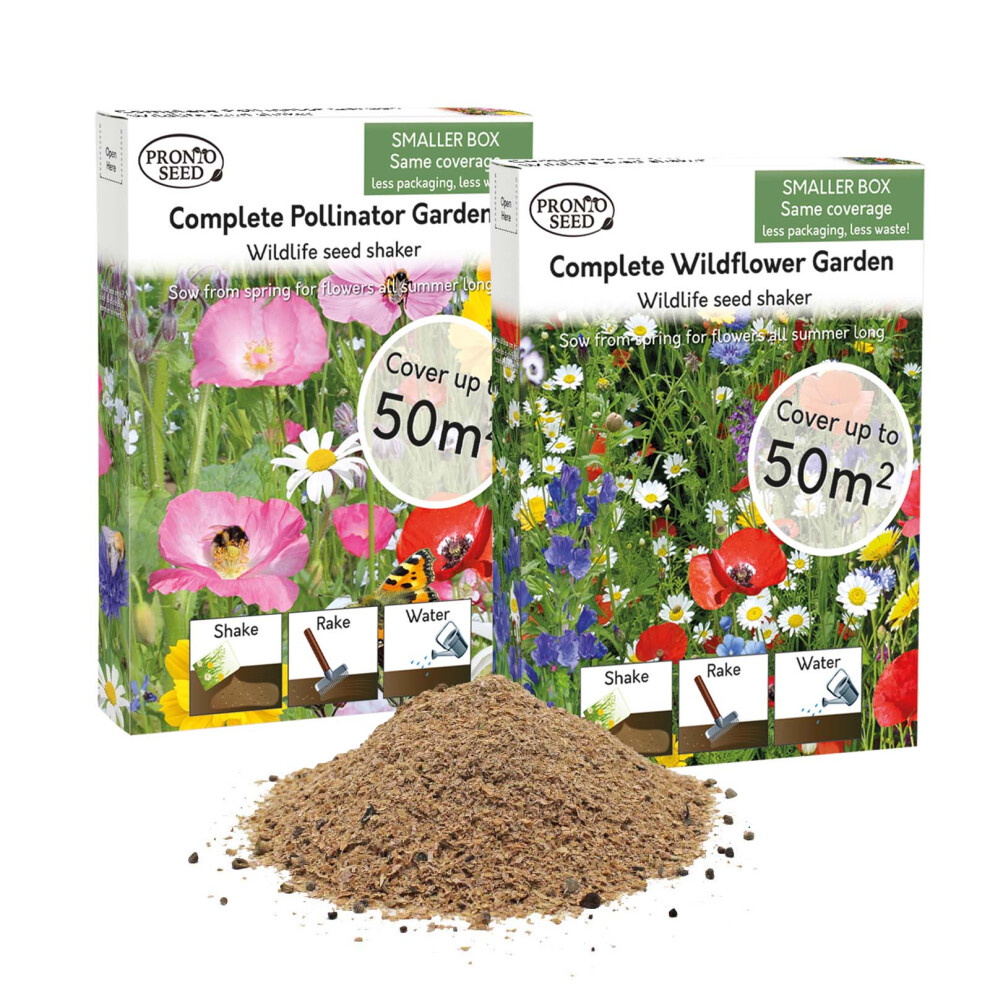 Wildflower Seed Shaker Twin Pack Butterfly and Bee Attracting Naturalising Wild Flower Easy to Grow Giant Seed Shakers Twin Pack. Ideal to Help Save