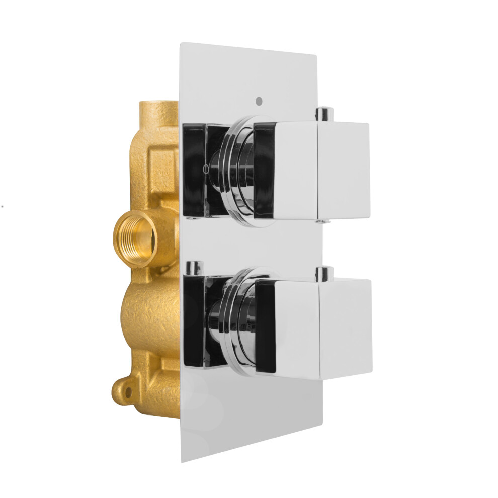 Nes Home Temel Square 2 Dial 1 Way Concealed Thermostatic Shower Mixer Valve