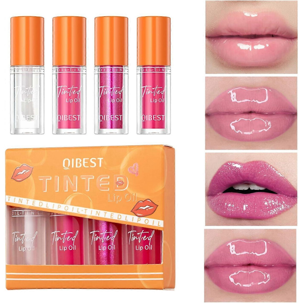 (A) Tinted Lip Oil Light Lip Gloss Set,Shiny Transparent Lip Gloss Plumping,Long Lasting Shimmer Liquid Lipsticks for Girls and Women