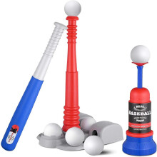 T Ball Set, Tee Ball Set with 6 balls Teeball Batting Tee, Pitching Machine, Nice Gift Outdoor Sport Toy Games for Kids 3-12 Years Boys & Girls