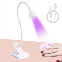 (White) 5W Nail Polish UV Lamp American Nail Polish UV Lamp Professional Nail Polish Led Lamp USB Utraviolet with Clip, 360 Rotatable