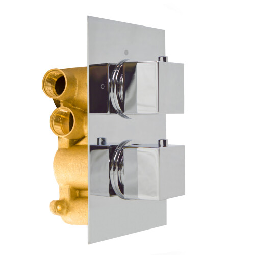NES Home Temel Modern Square 2 Way Concealed Thermostatic Shower Mixer Valve Chrome