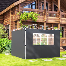 Outsunny 84C-592V00CG Gazebo Replacement Wall Panels with Window, 2pc, Dark Grey, Fits 3x3m Gazebos, Weather-Resistant