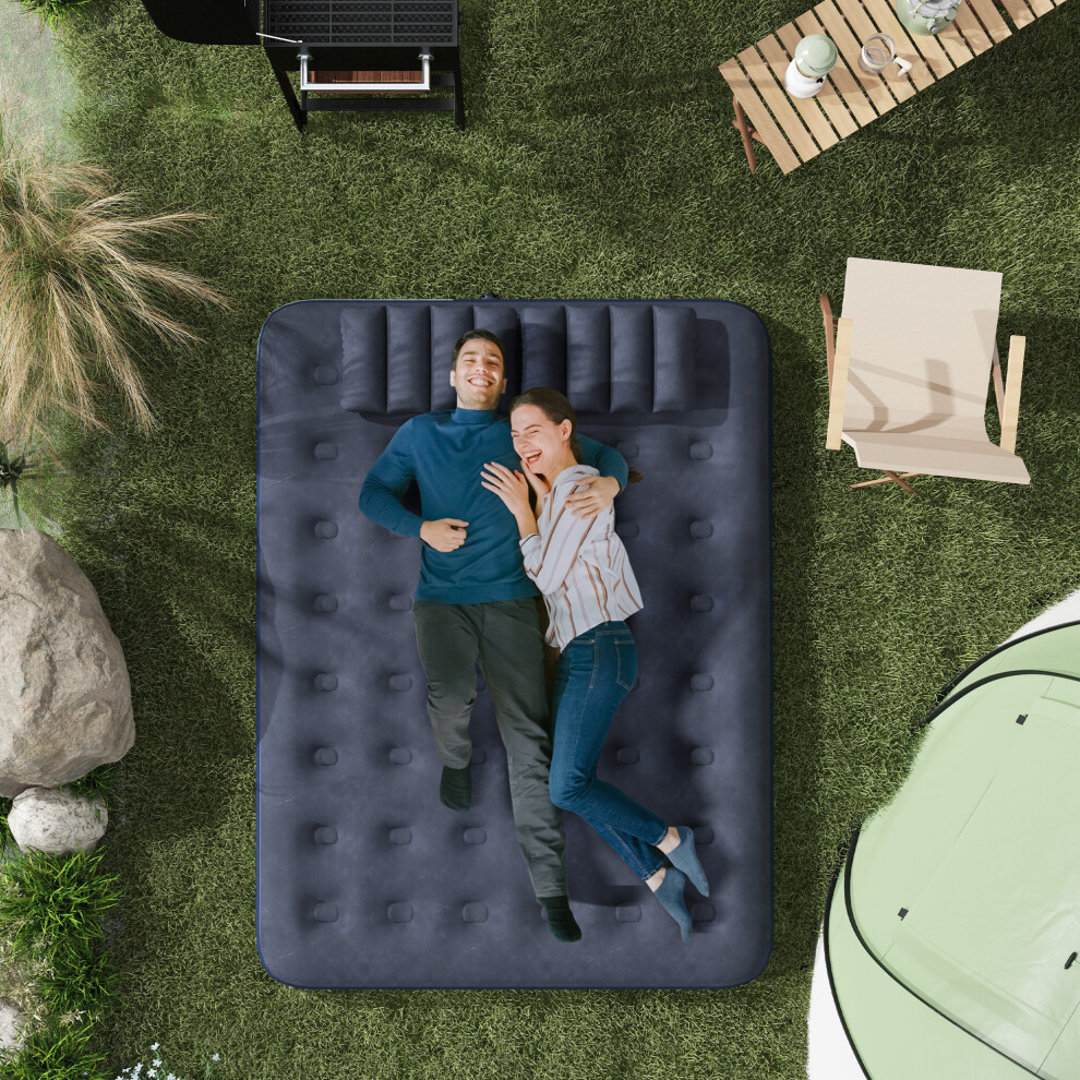 Outsunny King Inflatable Mattress with Hand Pump, Pillows, 203 x 152 x 22cm