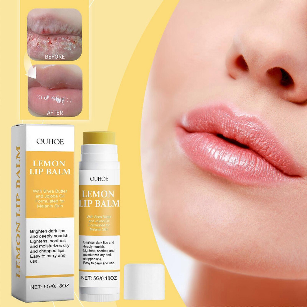 (1 Pcs) Lemon Ginger Lip Balm Organic Lemon Lip Balms with over 70% Organic Jojoba Oil For Dry Cracked or Chapped Lips